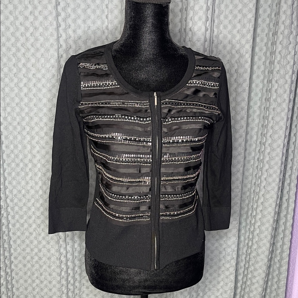Whbm Black Sequin Women's Jacket Size S